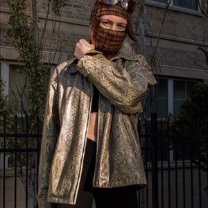 faux leather snakeskin oversized jacket
